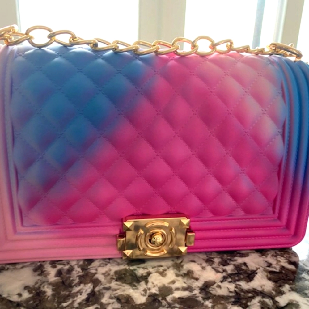 Large rainbow pvc purse 🌈